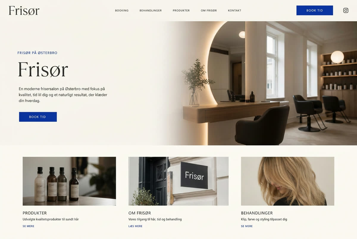 Designkoncept fra NevoSites – Frisør